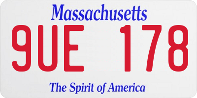 MA license plate 9UE178