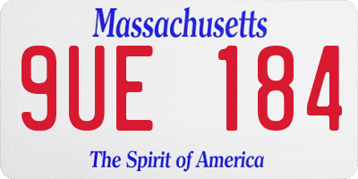 MA license plate 9UE184