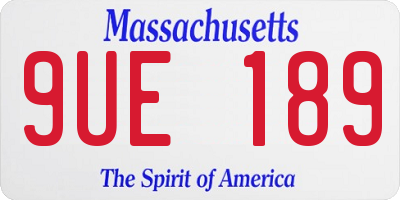 MA license plate 9UE189