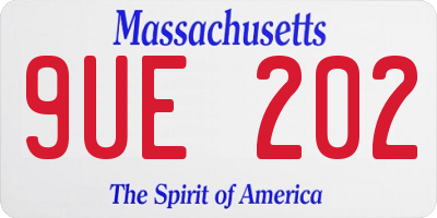 MA license plate 9UE202