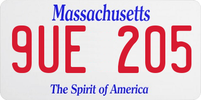 MA license plate 9UE205