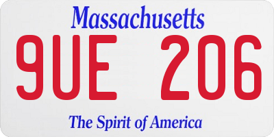 MA license plate 9UE206