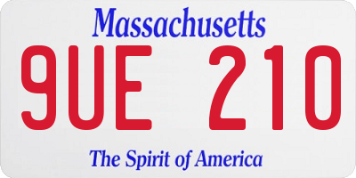 MA license plate 9UE210