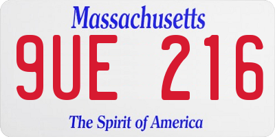 MA license plate 9UE216