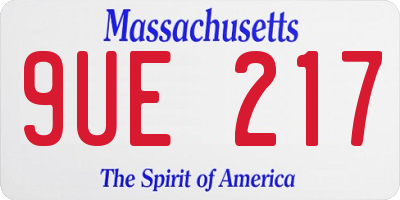 MA license plate 9UE217