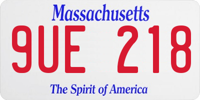 MA license plate 9UE218
