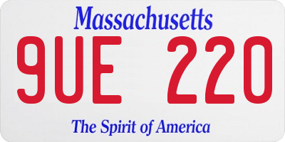 MA license plate 9UE220