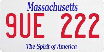 MA license plate 9UE222