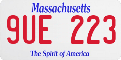 MA license plate 9UE223
