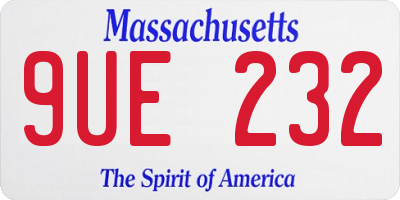 MA license plate 9UE232