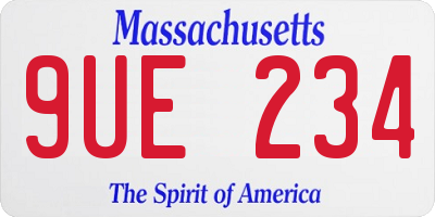 MA license plate 9UE234