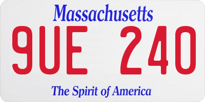 MA license plate 9UE240