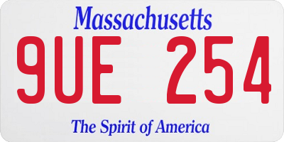 MA license plate 9UE254