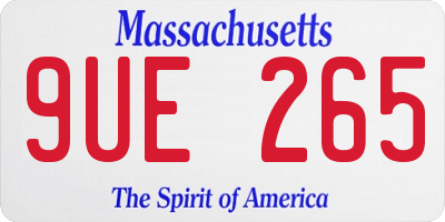 MA license plate 9UE265