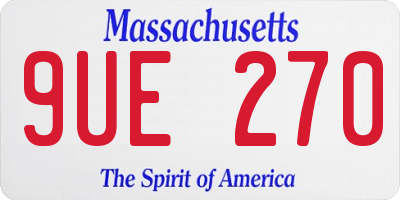 MA license plate 9UE270