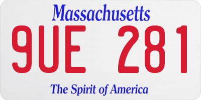 MA license plate 9UE281