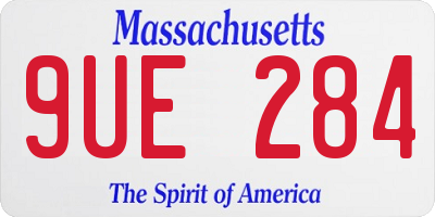 MA license plate 9UE284