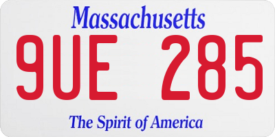 MA license plate 9UE285