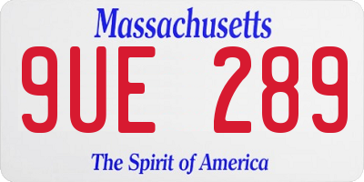 MA license plate 9UE289