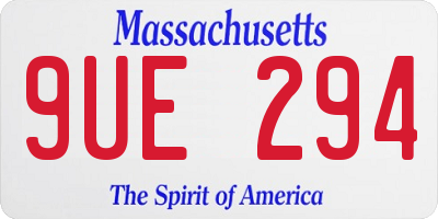 MA license plate 9UE294