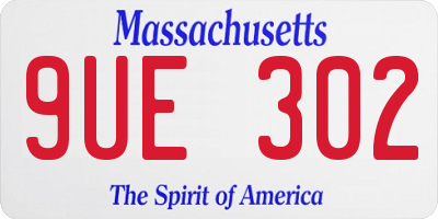 MA license plate 9UE302