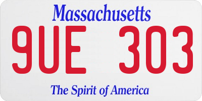 MA license plate 9UE303