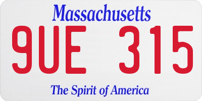 MA license plate 9UE315