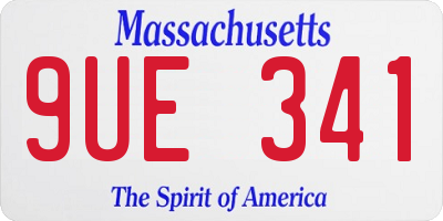 MA license plate 9UE341