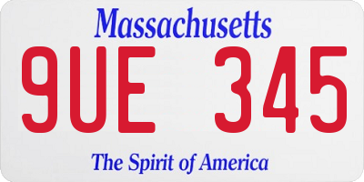 MA license plate 9UE345