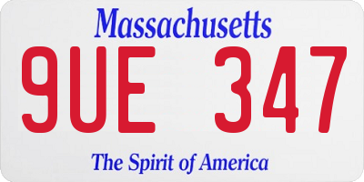 MA license plate 9UE347