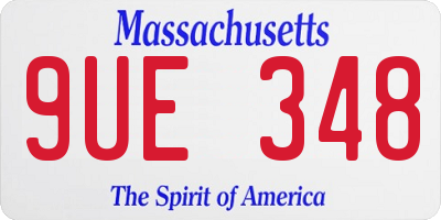 MA license plate 9UE348