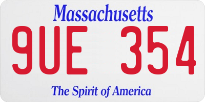 MA license plate 9UE354