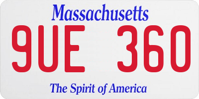 MA license plate 9UE360