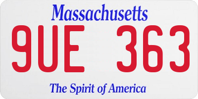 MA license plate 9UE363