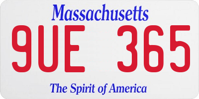 MA license plate 9UE365