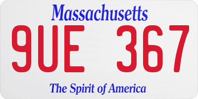 MA license plate 9UE367