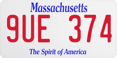 MA license plate 9UE374