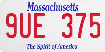 MA license plate 9UE375