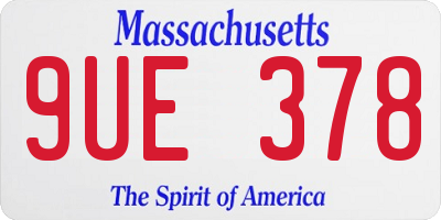 MA license plate 9UE378