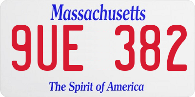 MA license plate 9UE382