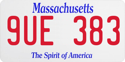 MA license plate 9UE383