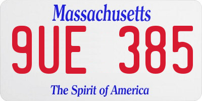 MA license plate 9UE385