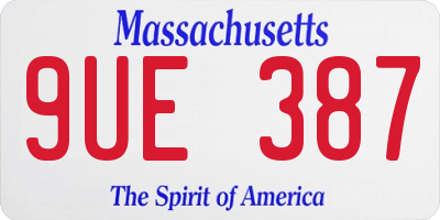 MA license plate 9UE387