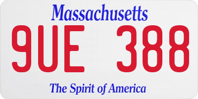 MA license plate 9UE388