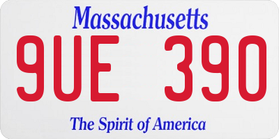 MA license plate 9UE390