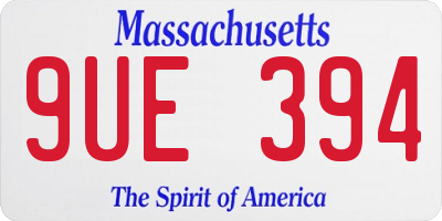 MA license plate 9UE394