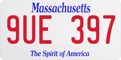 MA license plate 9UE397
