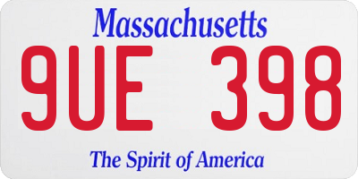 MA license plate 9UE398