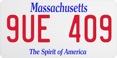 MA license plate 9UE409