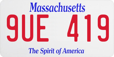 MA license plate 9UE419